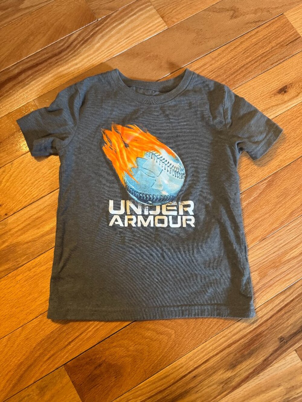 Under Armour Shirt Top Boy's Boy Size 4 Baseball Orange Gray